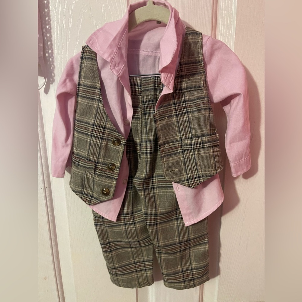Boys 3Pcs Clothing Sets Cotton Long Sleeve Shirts +Vest +Pants Casual Suit